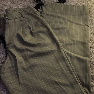 Fashion Nova Olive Pinstripe Pants